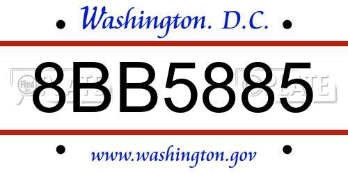 8BB5885 District Of Columbia License Plate