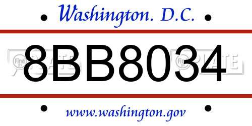 8BB8034 District Of Columbia License Plate
