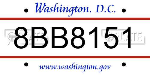 8BB8151 District Of Columbia License Plate