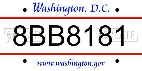 8BB8181 District Of Columbia License Plate