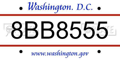 8BB8555 District Of Columbia License Plate