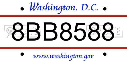 8BB8588 District Of Columbia License Plate