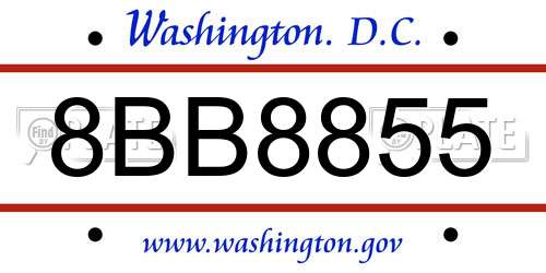 8BB8855 District Of Columbia License Plate