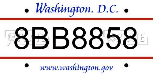 8BB8858 District Of Columbia License Plate