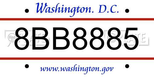 8BB8885 District Of Columbia License Plate