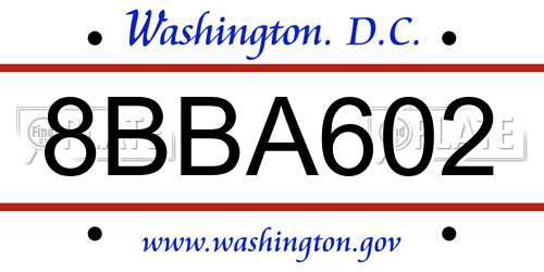 8BBA602 District Of Columbia License Plate