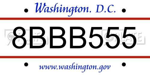 8BBB555 District Of Columbia License Plate