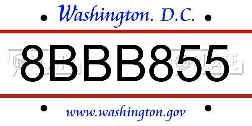 8BBB855 District Of Columbia License Plate