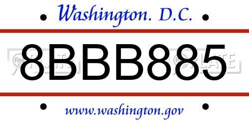 8BBB885 District Of Columbia License Plate