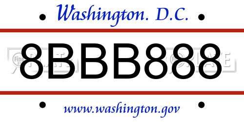 8BBB888 District Of Columbia License Plate