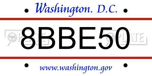 8BBE50 District Of Columbia License Plate