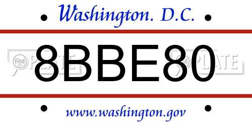 8BBE80 District Of Columbia License Plate