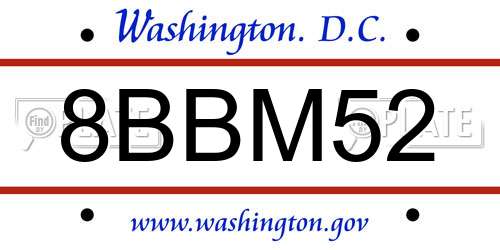 8BBM52 District Of Columbia License Plate