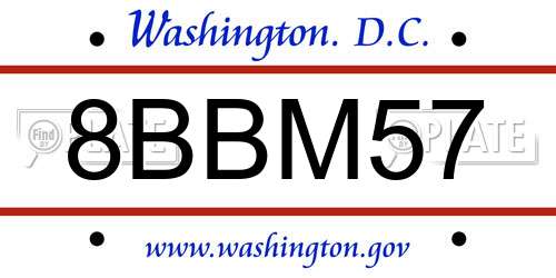 8BBM57 District Of Columbia License Plate