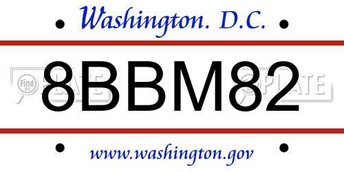 8BBM82 District Of Columbia License Plate