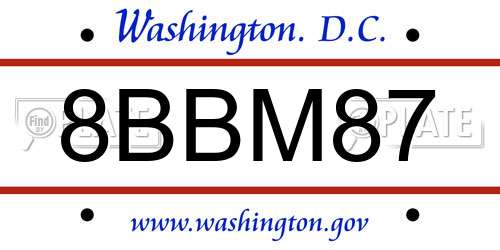 8BBM87 District Of Columbia License Plate