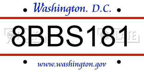 8BBS181 District Of Columbia License Plate