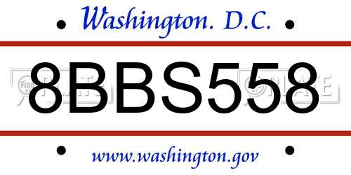 8BBS558 District Of Columbia License Plate
