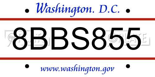8BBS855 District Of Columbia License Plate