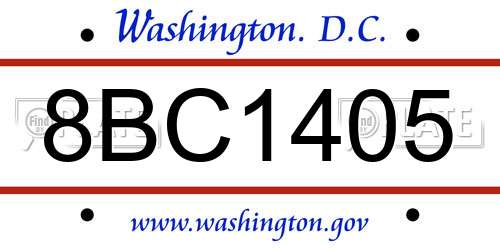 8BC1405 District Of Columbia License Plate