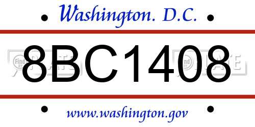 8BC1408 District Of Columbia License Plate