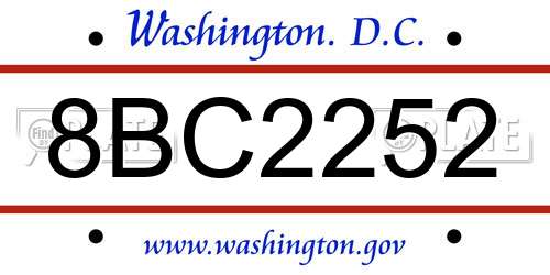8BC2252 District Of Columbia License Plate