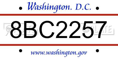 8BC2257 District Of Columbia License Plate