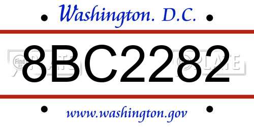 8BC2282 District Of Columbia License Plate