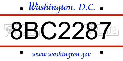 8BC2287 District Of Columbia License Plate