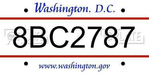 8BC2787 District Of Columbia License Plate