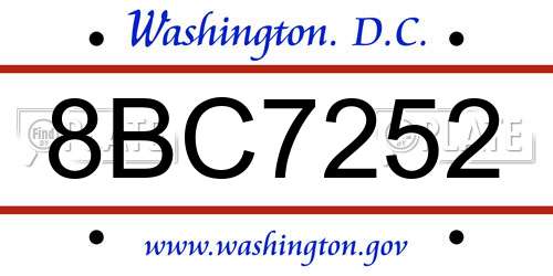 8BC7252 District Of Columbia License Plate