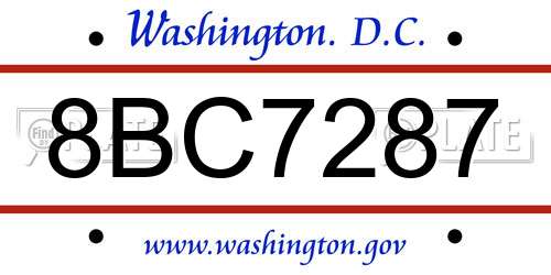 8BC7287 District Of Columbia License Plate
