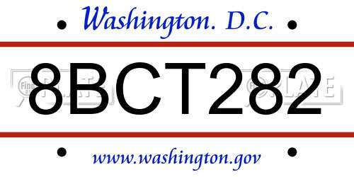 8BCT282 District Of Columbia License Plate
