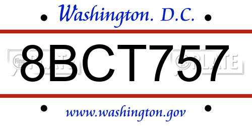 8BCT757 District Of Columbia License Plate