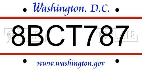 8BCT787 District Of Columbia License Plate