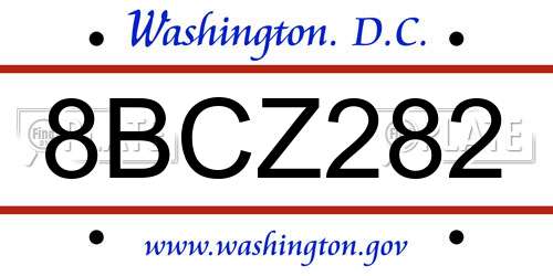 8BCZ282 District Of Columbia License Plate