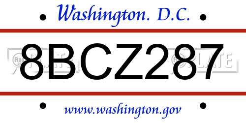 8BCZ287 District Of Columbia License Plate