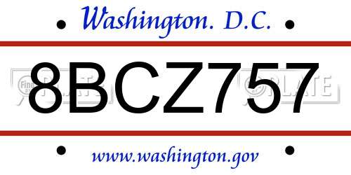 8BCZ757 District Of Columbia License Plate