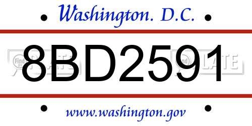 8BD2591 District Of Columbia License Plate