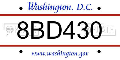 8BD430 District Of Columbia License Plate