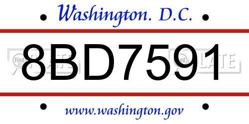 8BD7591 District Of Columbia License Plate