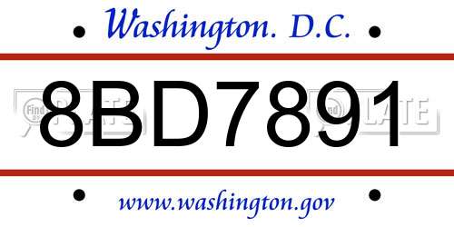 8BD7891 District Of Columbia License Plate
