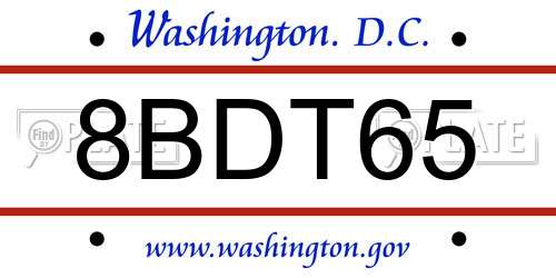 8BDT65 District Of Columbia License Plate