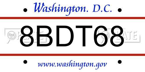 8BDT68 District Of Columbia License Plate