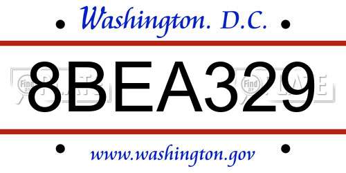 8BEA329 District Of Columbia License Plate