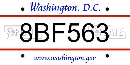 8BF563 District Of Columbia License Plate