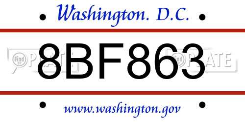 8BF863 District Of Columbia License Plate