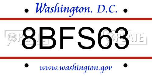 8BFS63 District Of Columbia License Plate