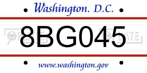 8BG045 District Of Columbia License Plate