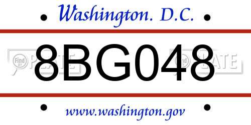 8BG048 District Of Columbia License Plate
